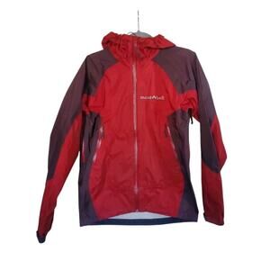 Mont-Bell Ultra-Light Red Maroon Hiking Gorpcore Outdoor Rain Jacket, Women's XS